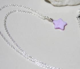 Celestrial Galaxy Purple Star Sterling Silver Necklace Handmade, Purple Shell Necklace
