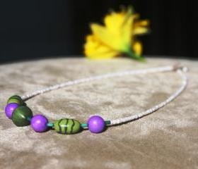 Purple and Green Chunky Bib Necklace Handmade