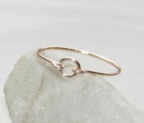 Gold Stacking Ring Handmade, Gold Thin Ring, Gold Circle Ring